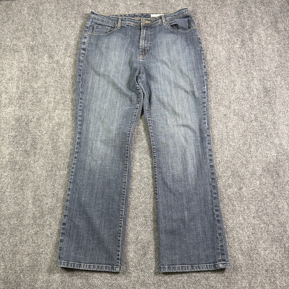 Chicos Platinum Straight Leg Jeans Womens 2.5 US 14 Blue Mid Rise Stretch Denim